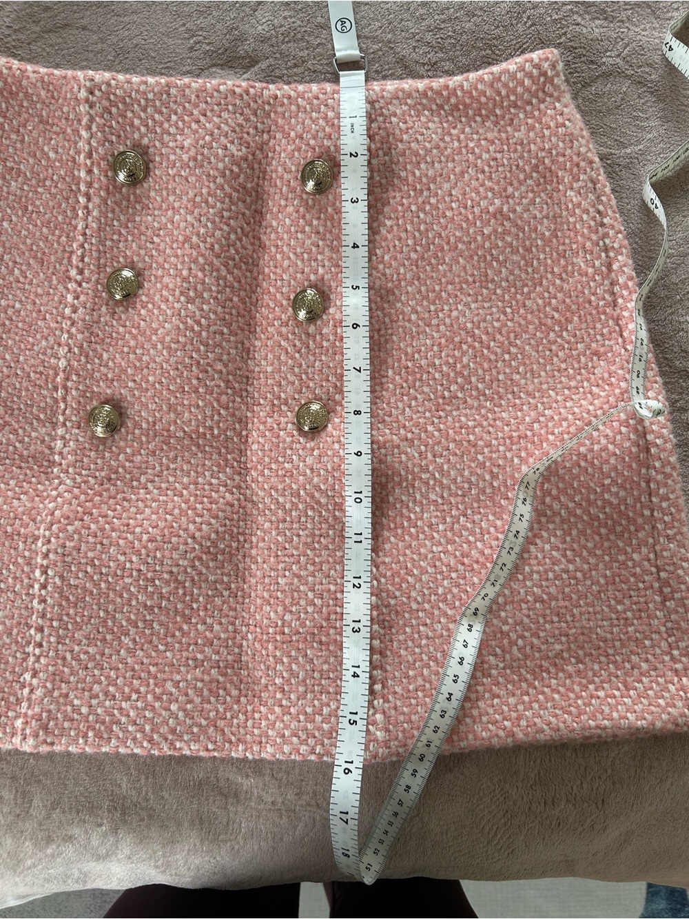 Maje Pink Tweed Double-Breasted Jacket and Skirt Set - Picture 15 of 15